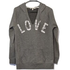 Victoria's Secret LOVE Gray Hoodie Sweatshirt Drawstring Pouch Small S
